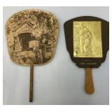 Two Antique Hand Fans With Advertisement