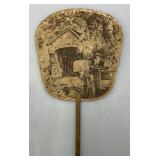 Two Antique Hand Fans With Advertisement