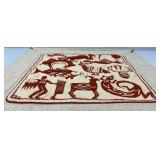 Vintage Korhogo Cloth With Block Print Design Signed On Back By Makers 22" x 24"