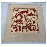 Vintage Korhogo Cloth With Block Print Design Signed On Back By Makers 22" x 24"