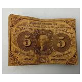 1962 1St Issue Fractional Currency 5 Cents Very Nice Condition