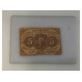 1962 1St Issue Fractional Currency 5 Cents Very Nice Condition