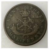 RARE 1854 Canada Penny Bank St. George One Half Penny (Very Nice Condition)