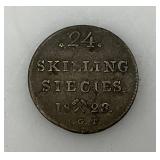 VERY RARE SILVER 1823 Norway 24 Skilling Carl XIV Johan