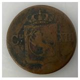 1816 Sweden Skilling Carl XIII Copper Coin