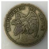 1933 Chile 1 One Peso Coin (Looks To Be high grade condition)