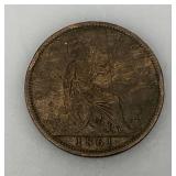 1861 British Victoria Penny