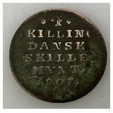 1807 4 Killing Dansk Skille Mynt Oin