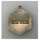 STERLING SILVER David Anderson LIBRA Green Red Balance Scale Enamel Pendant 4.01 Grams