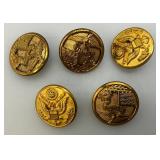 Vintage Military Metals With Ribbons In Original Box & More