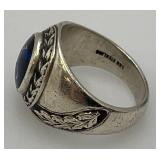 Antique Solid STERLING Oval Masonic Ring With Case 14.83 Grams Overall