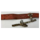 Vintage MASONIC Knights Templar Sword Clasp, Chain, Buckle And Belt