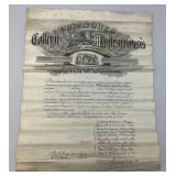 1893 Antique College Of Minnesota Diploma