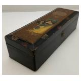 Very Old Chinese Lacquered Box 12" x 4" x 3"