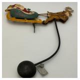 Vintage Metal Santa Sleigh Sky Hook Teeter Totter 12" x 18" With Metal Tag