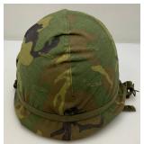 Vietnam War M1 Helmet W/Capac Liner And Camo Cover