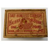Two Vintage Wooden Halifax Salted Boneless Codfish Boxes
