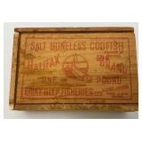 Two Vintage Wooden Halifax Salted Boneless Codfish Boxes
