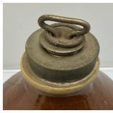 Unusual Antique Redware Pottery 3 Sided Hot Water Bottle 12" Crock With Metal Stopper