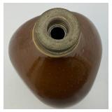 Unusual Antique Redware Pottery 3 Sided Hot Water Bottle 12" Crock With Metal Stopper