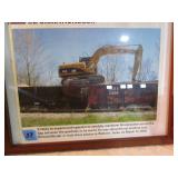 Caterpillar Framed Photo - Excavator on Train Car