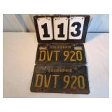 Two California Vintage License Plates