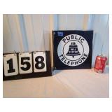 Bell System Public Telephone Wall Mount Sign - 2 Sided