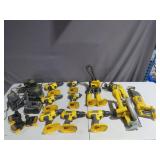 Mixed Lot of 18 Volt DeWalt  Power Tools with Chargers and 20 Volt Battery Converters