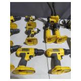 Mixed Lot of 18 Volt DeWalt  Power Tools with Chargers and 20 Volt Battery Converters