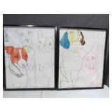 2 Piece Lot of Dog Art - 25' x 31'