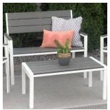 New 2pc Outdoor Set Composite Polywood All Weather Wood Gray/Gray BENCH COFFEE TABLE