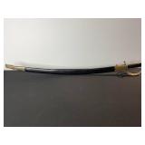 Damascus Steel Sword - Antique-Style with Brass Guard & Leather-Wrapped Grip in Scabbard