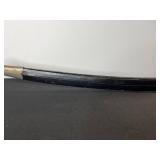 Damascus Steel Sword - Antique-Style with Brass Guard & Leather-Wrapped Grip in Scabbard