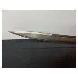 Damascus Steel Sword - Antique-Style with Brass Guard & Leather-Wrapped Grip in Scabbard