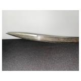 Damascus Steel Sword - Antique-Style with Brass Guard & Leather-Wrapped Grip in Scabbard