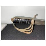 Damascus Steel Sword - Antique-Style with Brass Guard & Leather-Wrapped Grip in Scabbard