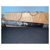 Sword - Ornate Decorative With Silver Filigree, Blue Tassel, Lacquer Scabbard