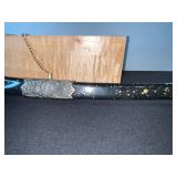 Sword - Ornate Decorative With Silver Filigree, Blue Tassel, Lacquer Scabbard