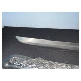 Sword - Ornate Decorative With Silver Filigree, Blue Tassel, Lacquer Scabbard