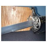 Sword - Ornate Decorative With Silver Filigree, Blue Tassel, Lacquer Scabbard