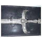 Dagger with Winged Crossguard and Engraved Hilt in Display Box