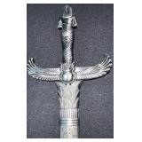 Dagger with Winged Crossguard and Engraved Hilt in Display Box