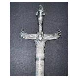 Dagger with Winged Crossguard and Engraved Hilt in Display Box