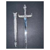Dagger with Winged Crossguard and Engraved Hilt in Display Box