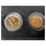 US Colorized Presidential Coin Set - 4 Gold-Tone Coins in Red Display Case