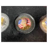 US Colorized Presidential Coin Set - 4 Gold-Tone Coins in Red Display Case