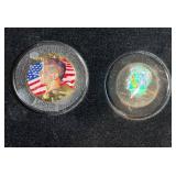US Colorized Presidential Coin Set - 4 Gold-Tone Coins in Red Display Case