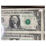 Framed Dollar Bill Wall Art - Gridded One-Dollar Note Print in Black Frame