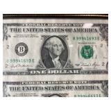 Framed Dollar Bill Wall Art - Gridded One-Dollar Note Print in Black Frame