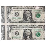 Framed Dollar Bill Wall Art - Gridded One-Dollar Note Print in Black Frame